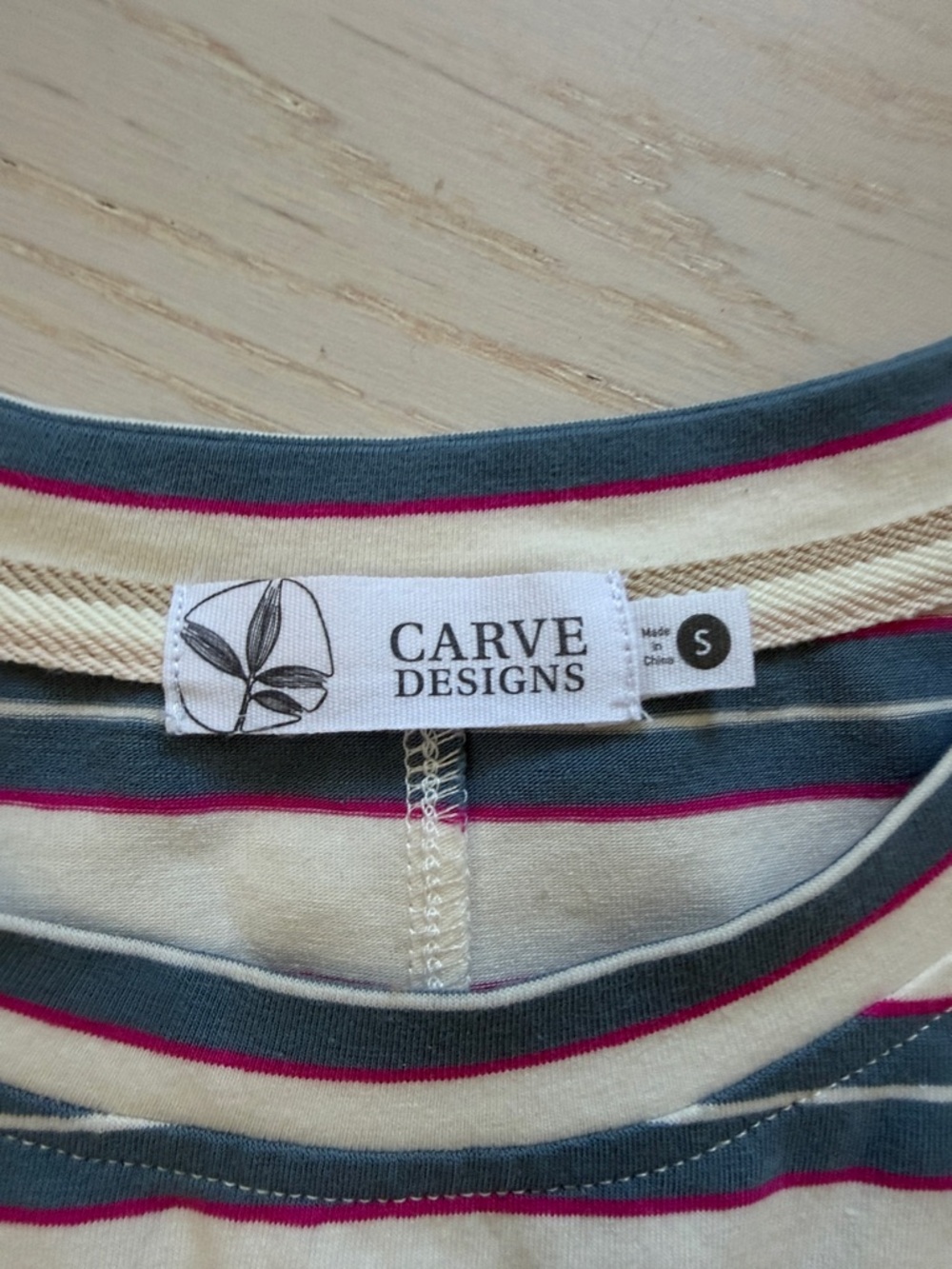 Carve Designs Cream, Navy & Pink Striped Sleeveless Tee Dress View 2